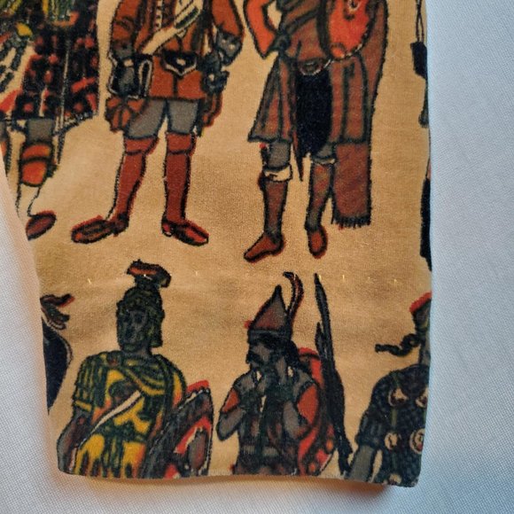 Vintage Velvet Boat Neck Medieval Knights Warriors Print Armor Cropped Shirt - Picture 7 of 15